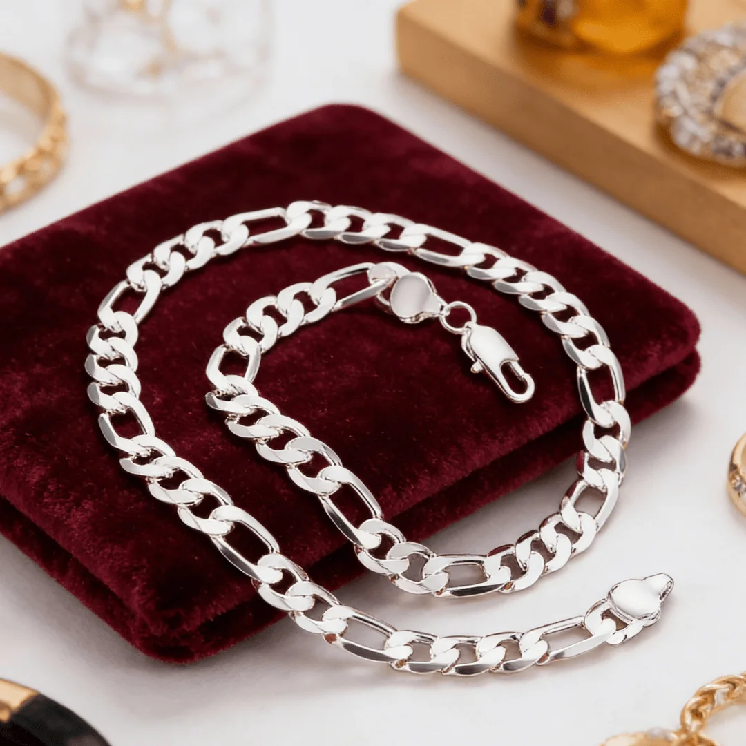 Trend 925 Sterling Silver Unique 10MM geometry chain necklace for men woman 20/24 inches Fashion wedding jewelry Christmas Gifts
