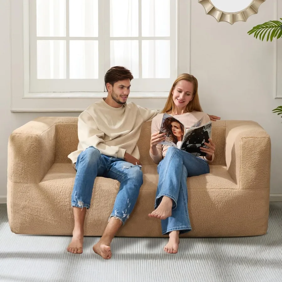 أريكة كرسي بين باج العملاقة كبيرة الحجم مملوءة بإسفنج الذاكرة على الأرض مع غطاء تيدي شيربا ناعم ومساند للذراعين واسعة للبالغين #3