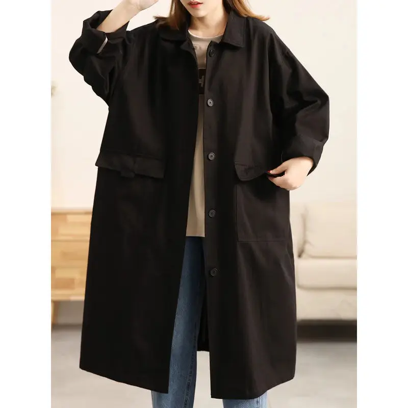 Long Windbreaker Coat for Women Tops Overcoat Y2k Oversized Long Coats Jackets Blazer Casual Trench Outerwear Ladies Overcoat