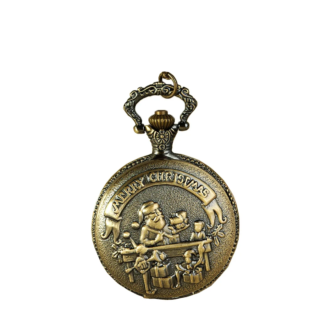 Рождественские карманные часы с Санта-Клаусом 40X4,6, бронзовые ретро-кварцевые часы для кемпинга, пешего туризма, рыбалки, путешествий