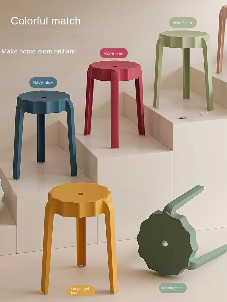 

B Пластиковый табурет, утолщенный коммерческий штабелируемый табурет для смены обуви, простой круглый обеденный табурет