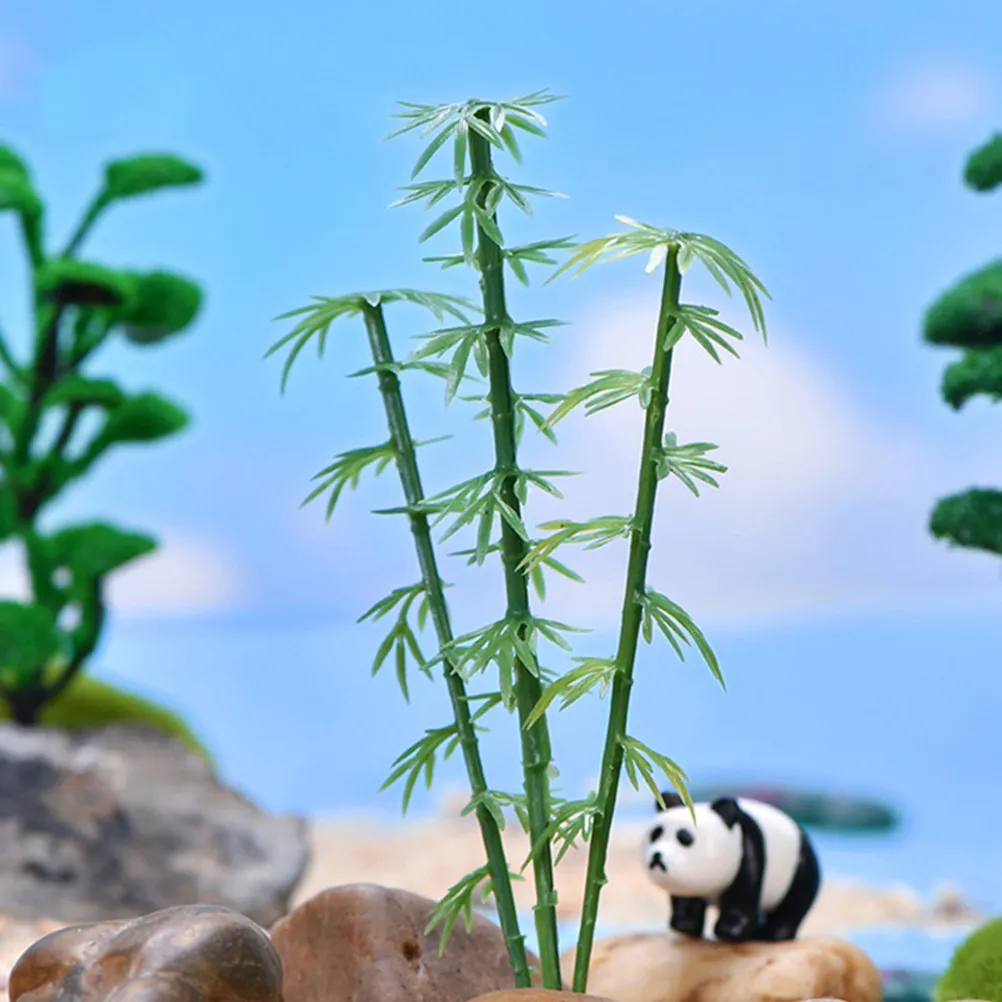 

50 шт. миниатюрных искусственных бамбуковых деревьев, пластиковые декорации для ландшафта, яркие украшения
