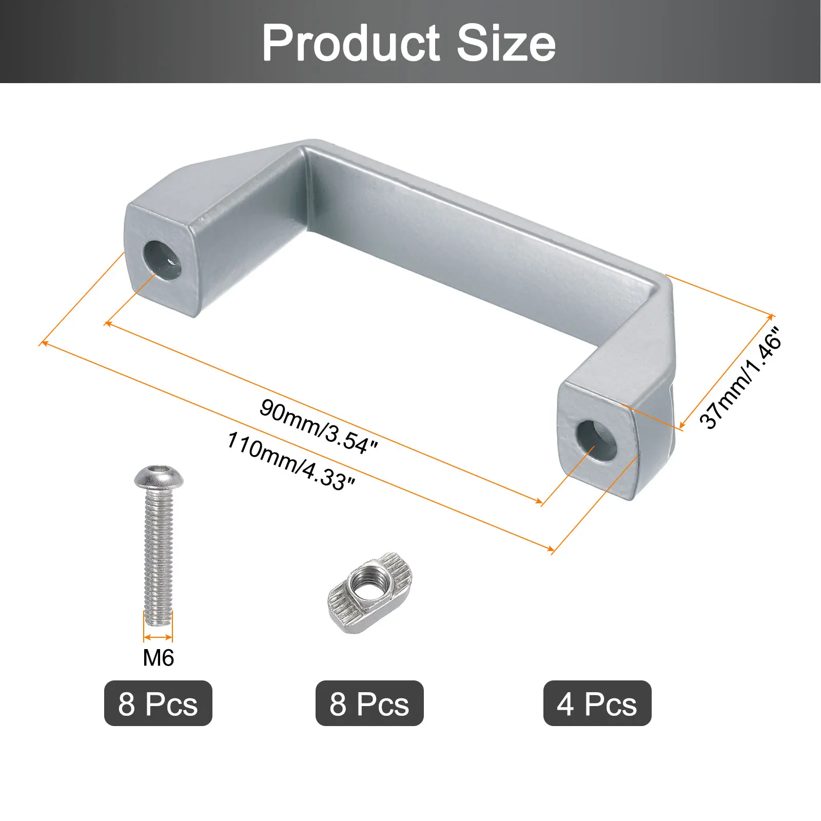 4 Pack Rectangular Pull Handle Hole Center Aluminium Alloy Door Handle Modern Drawer Pull for Drawer Cabinets Gate Garages