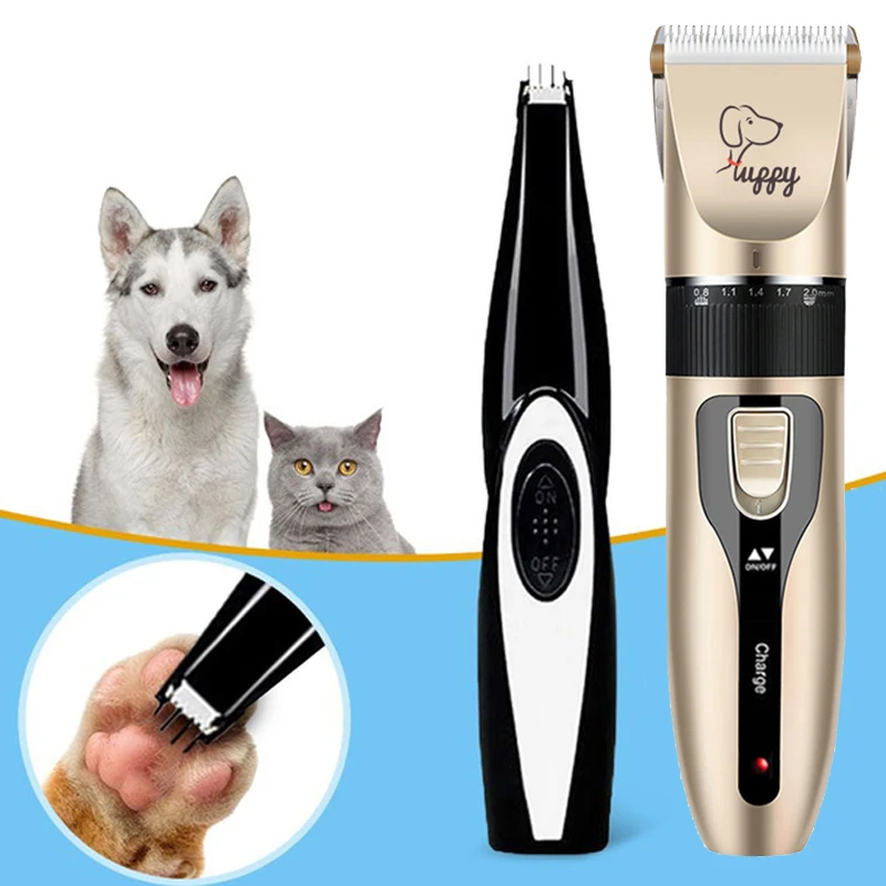 Elektrischer Tierhaarschneider Pflegeset für Hunde Wiederaufladbarer Trimmer Haarschneidemaschine für Katzen Leiser Nagelschleifer Set – Detail 1