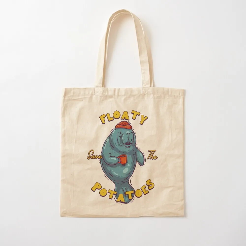 Save The Floaty Potatoes - Sailor Manatee Having a Coffee Manatea Dugong Manatee County Tote Bag Women's handbag Shopping bags