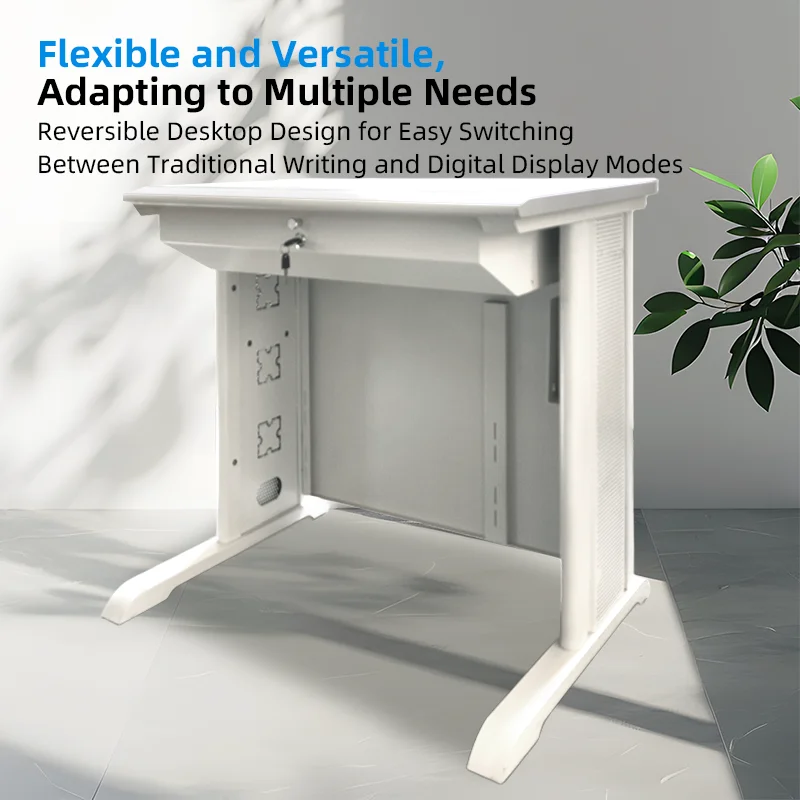 Educational Furniture Students Study Table Hidden Monitor Lockable Folding Flip up Computer Desk for School