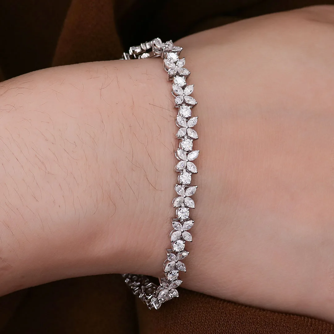 

Provence Trendy Tennis Bracelet 6.5In 14K white Gold Marquise cut DEF/VS Lab Diamonds fashions Bangles Everyday jewelry Custom
