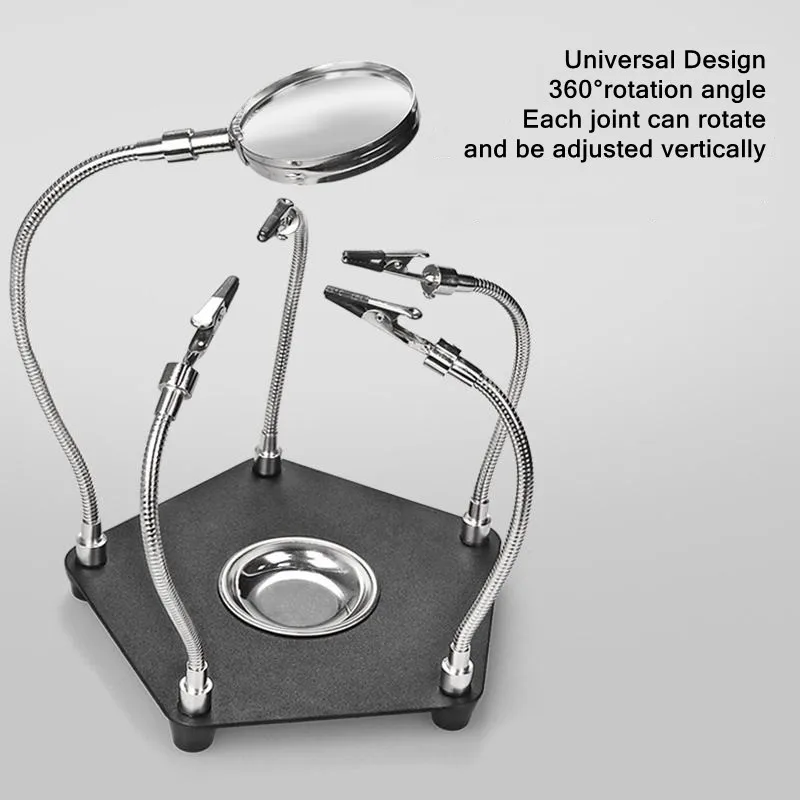 

TE-806 Руки помощи Паяльная зажимная станция со увеличительным стеклом Печатная плата Держатель для обслуживания сварки