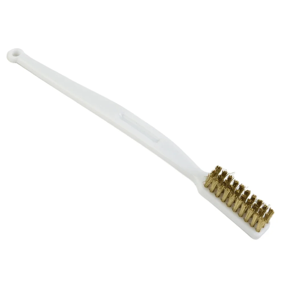 1Pcs Brass Wire Clean Tooth Brush White Plastic Handle Copper Wire Nylon Industrial Carving Metal Hand Rust Removal Tools