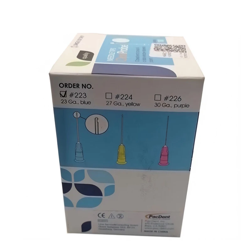 100Pcs/Box PacDent OptiProbe Dental Root Canal Irrigation Needle Closed End Side Vent Delivery Tips Disposable Endodontic Needle
