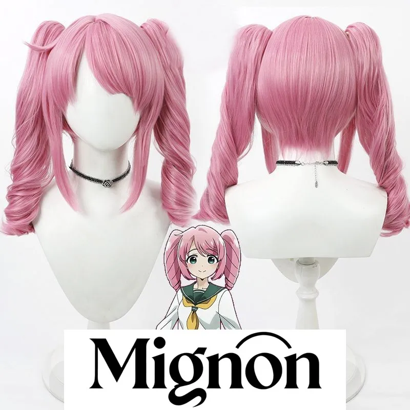 Peluca de cosplay de chica mágica Envyl Hanabishi Haruka, cuero cabelludo de silicona de dos colas rosas, regalo de Halloween