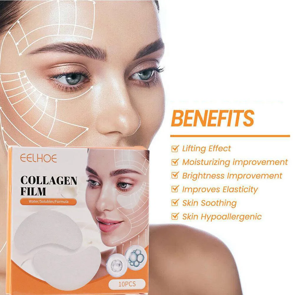 Patchs vitaminés hydratants à l'acide hyaluronique pour le visage, masque de zone des yeux, film soluble au collagène, raffermissant, soins de la peau des cerfs, 5 paires