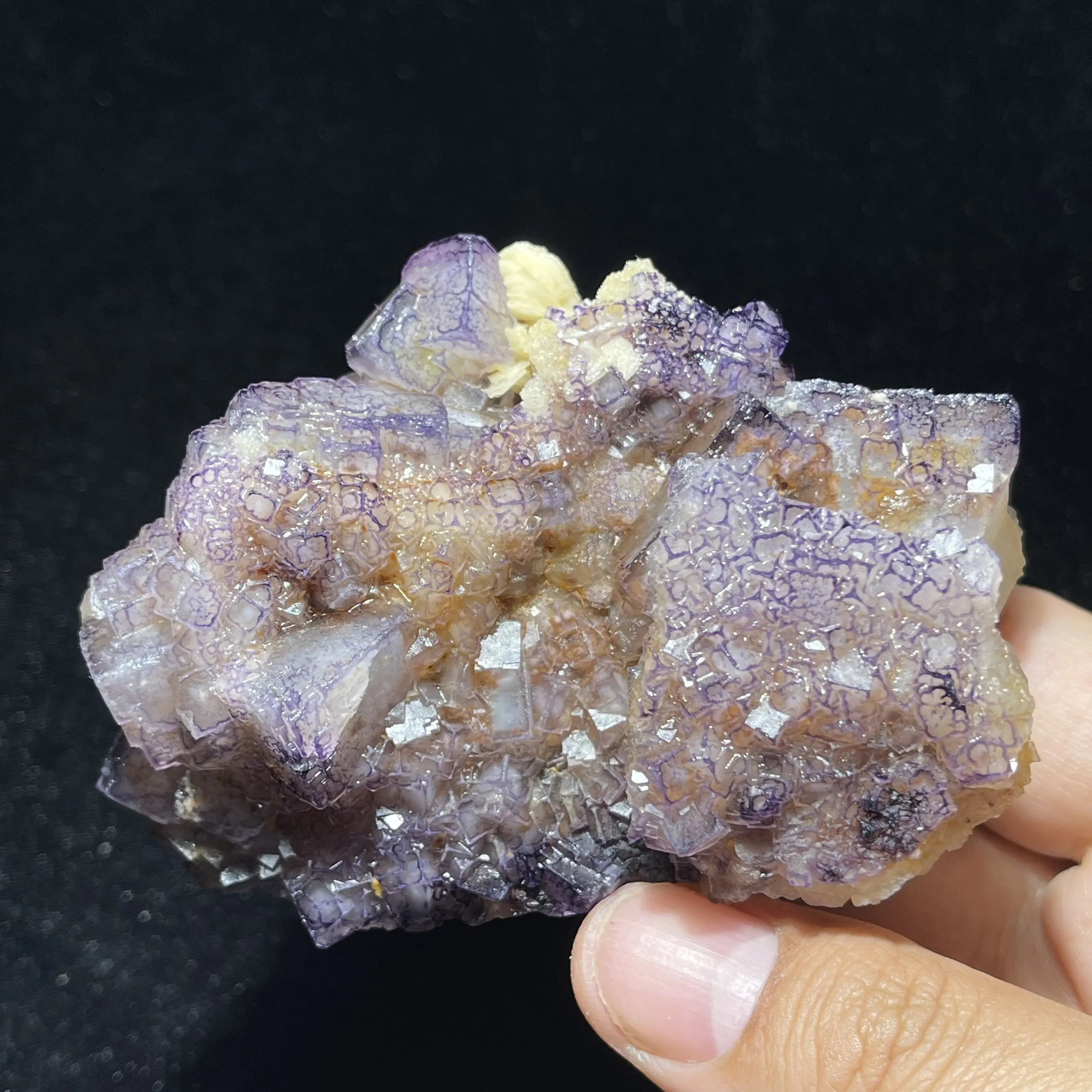 Natural Purple edge fluorite mineral specimen healing crystal Barite symbiosis Mineral Quartz Rock Healing Stone Home Decor