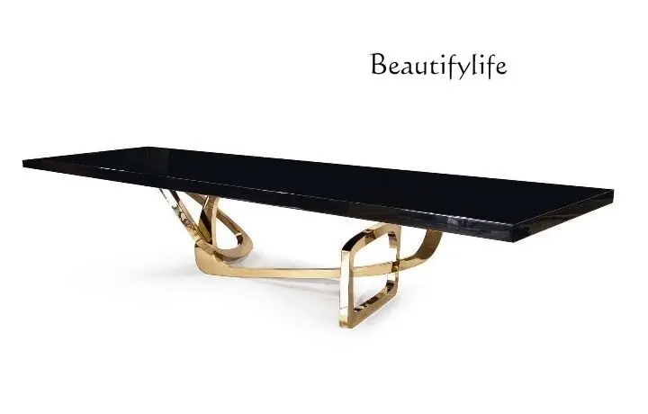 light luxury solid wood dining table modern simple dining table high-end luxury living room rectangular household dining table