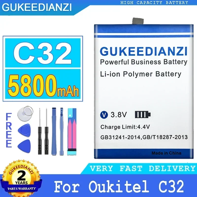 

High Capacity 5800mAh Battery For Oukitel, C32, S6509,