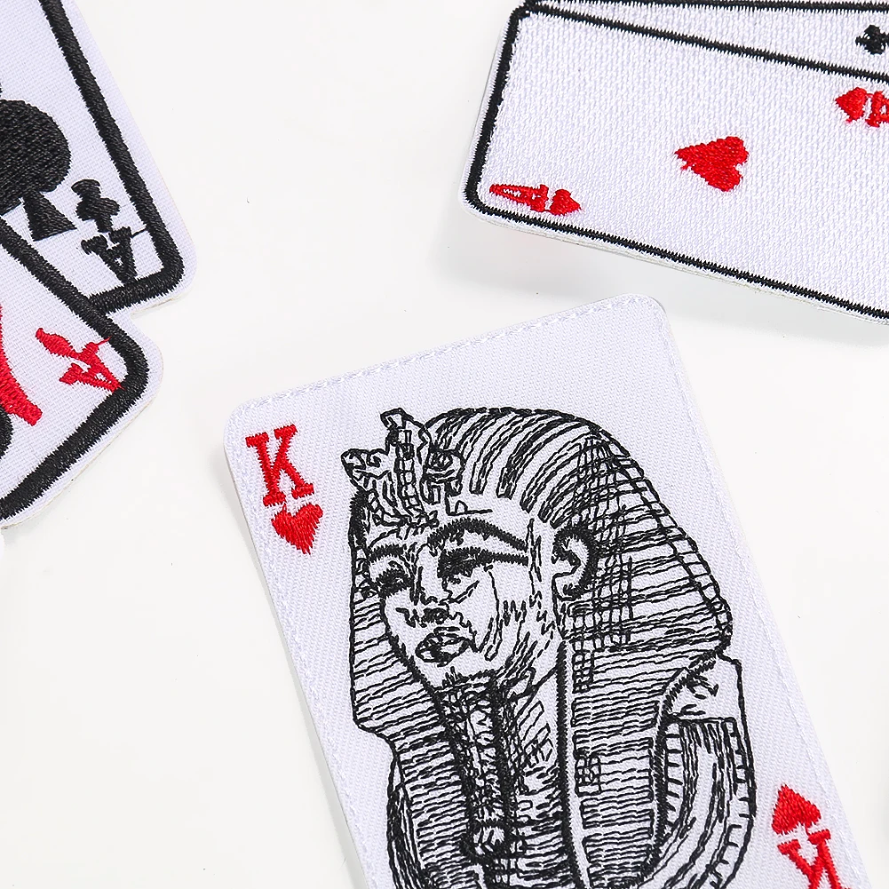 2PCS Personality Poker Patch Custom Iron on Transfers for Clothing Pharaoh Dice DIY Apparel Sewing Supplies Decoration Stickers