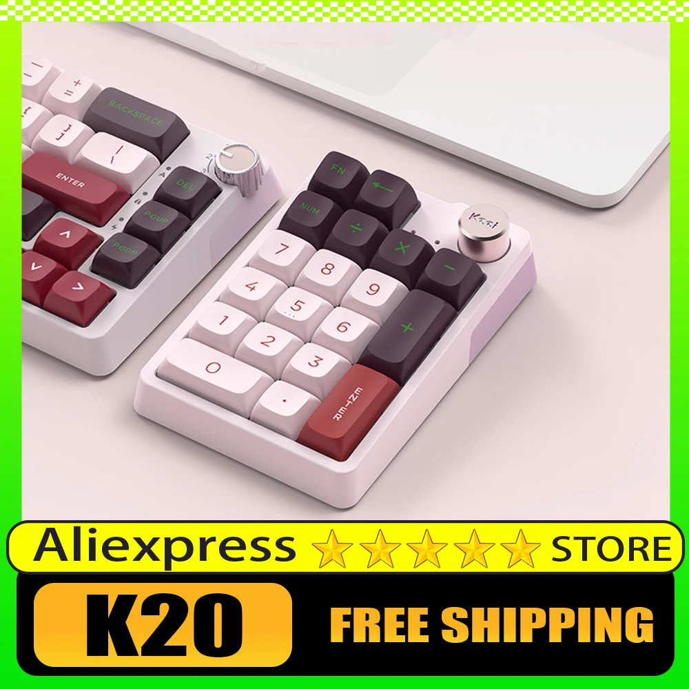 

Kzzi K20 Mechanical Numeric Keyboard Multifunctional Knob 2.4G Wireless Tri Mode PBT RGB Custom Mini Keyboard Pc Accessories