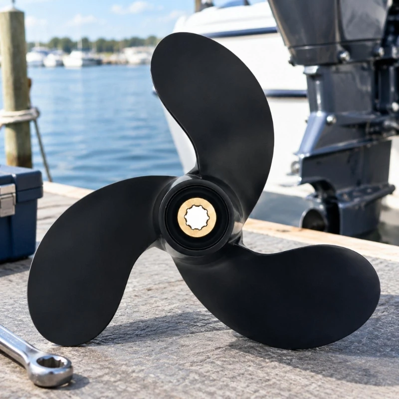 Black Propeller with Central Toothed Hub Insert, 3-Blade Component for DT2, DT2.2, and DT3.5 2-Cycle R6FB