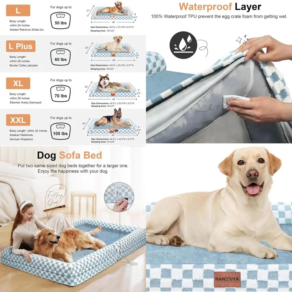 

Ортопедическая кровать для собак XL — моющийся пенопластовый диван с водонепроницаемым съемным чехлом, синяя сетка