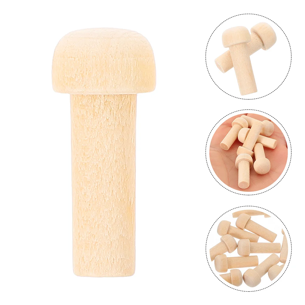 20 Pcs Wooden Toys Unfinished Axle Pegs Mini Small Blank Beige for Crafts Accessory