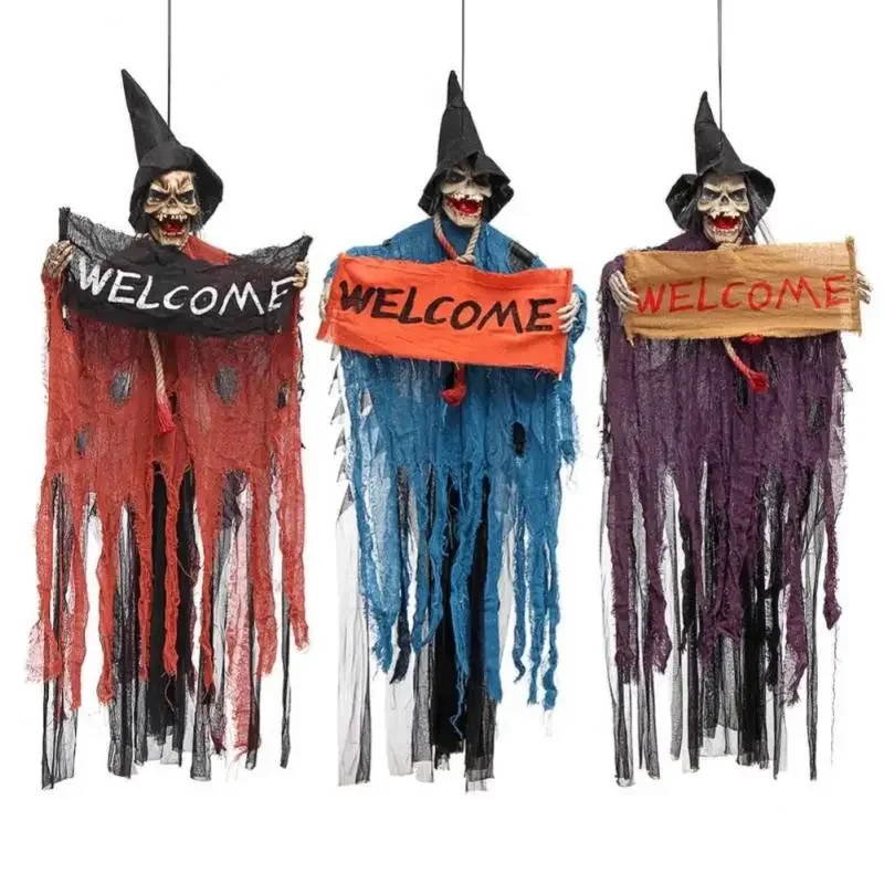 

Halloween Witch Hanging Ghost Sound Control Light Up Red Witch Ghost Horror Hanging Ghosts Halloween Witch Hanging Ghost