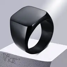 Men's Black Punk Rock Signet Ring #2