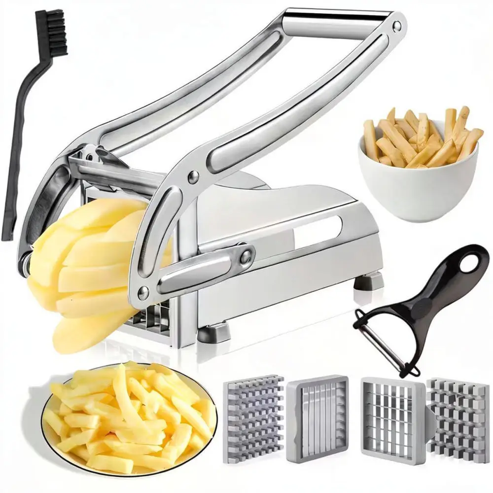 Stainless Steel Vegetable Slicer Potato Chipper Manual Chopper Kitchen Tools For Home Cooking Salad Cucumber Prep Helper
