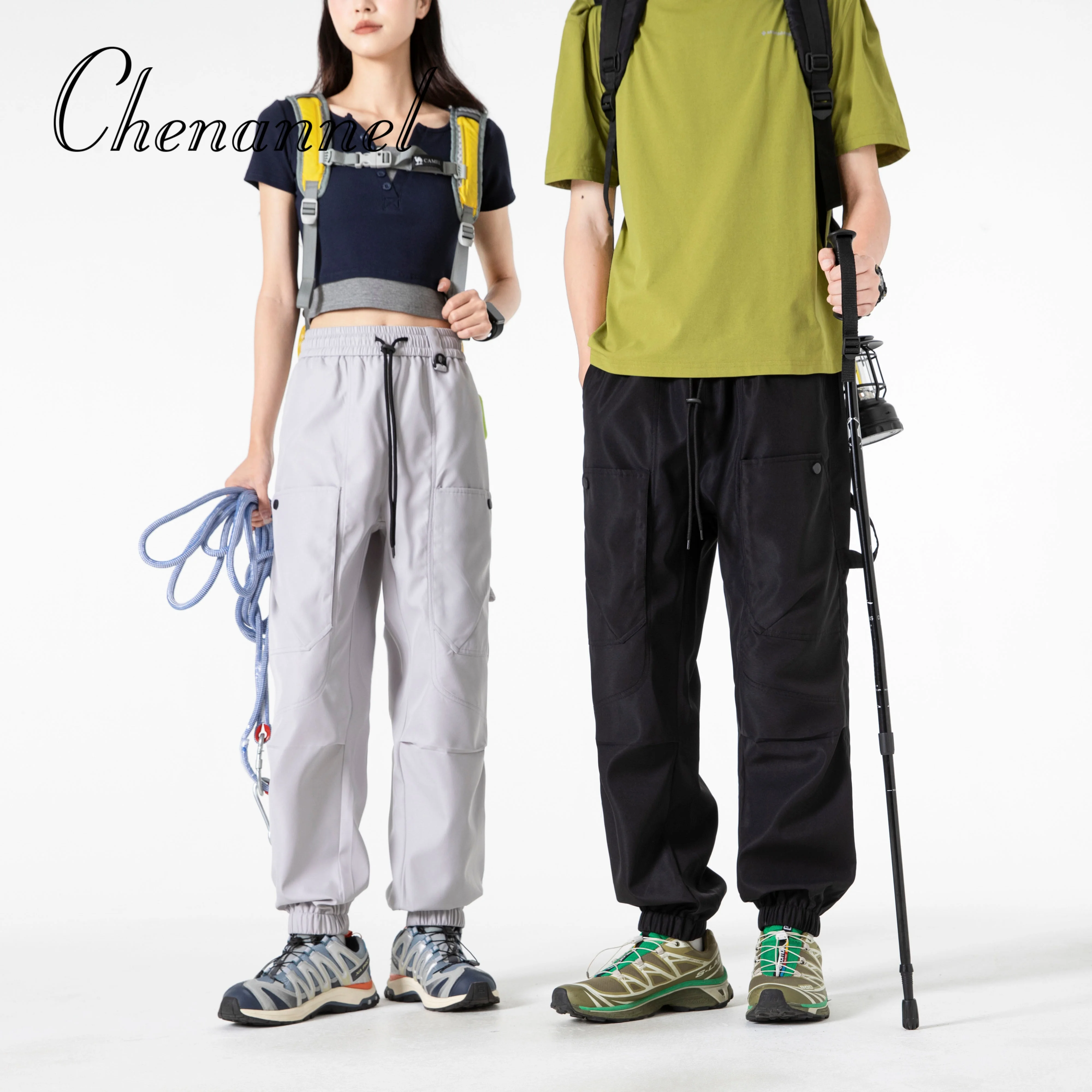 

American sportswear pants, men's hip-hop trend, straight-leg wide-leg pants with a sense of drape, multi-pocket workwear pants