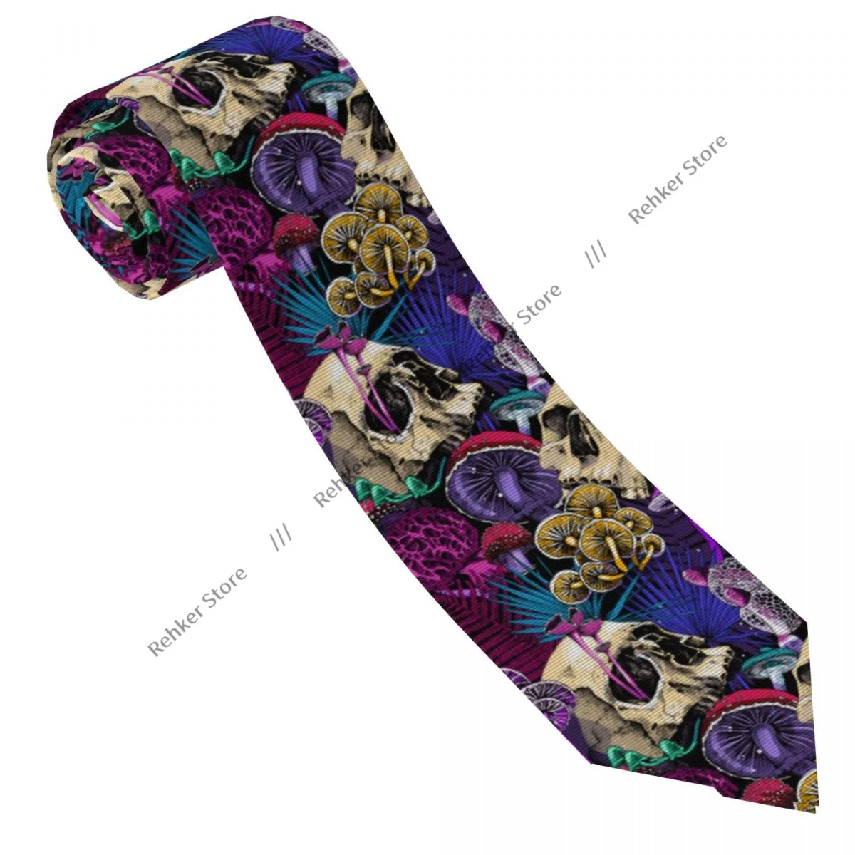 Formal Skinny Neckties Classic Men's Psychedelic Mushrooms And Skulls Wedding Tie Gentleman Narrow