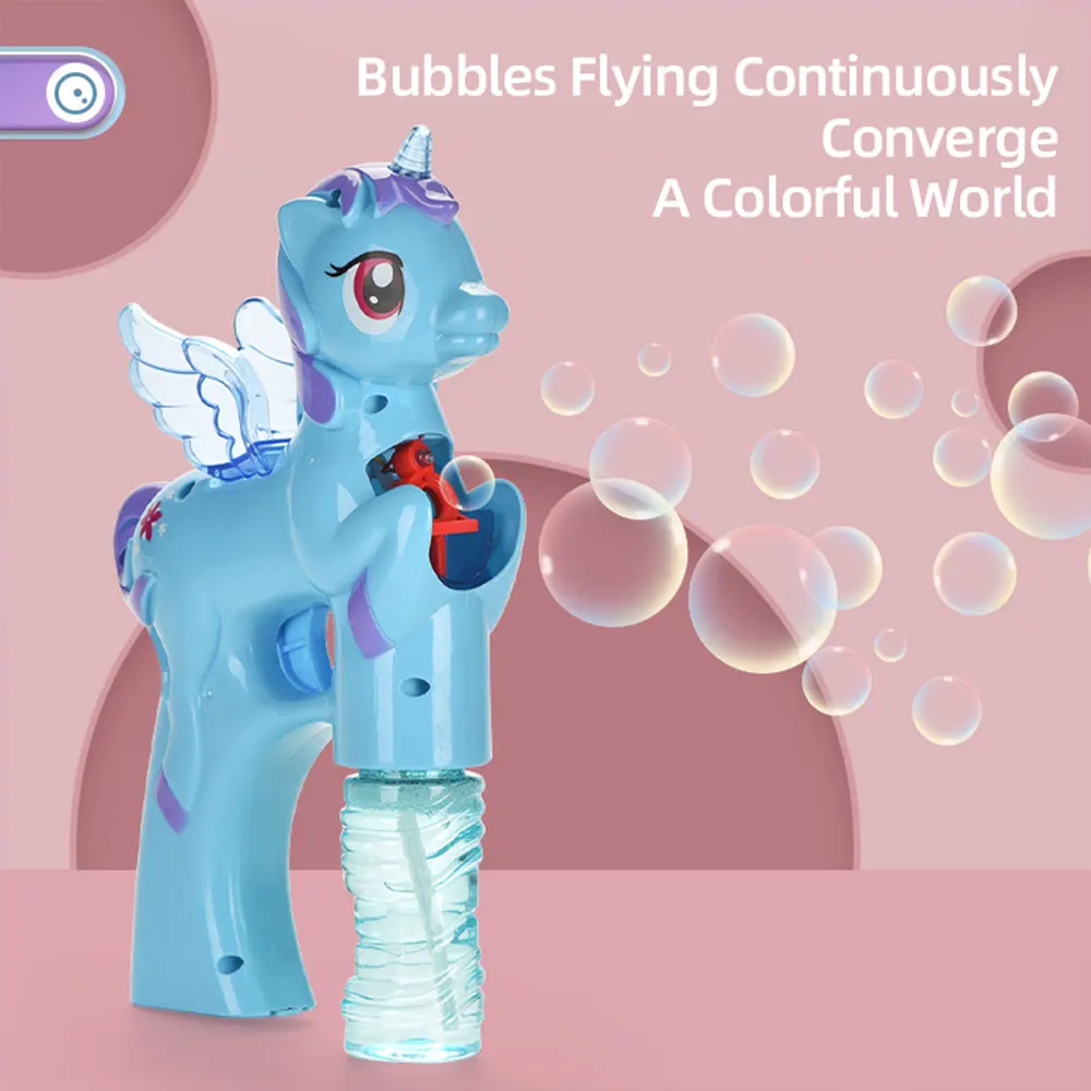 Borsa giocosa bambini Unicorn Bubble Gun Toy Cute Musical Light-up Animal Electric Spray Soap Bubbles Machine regalo di natale AB04