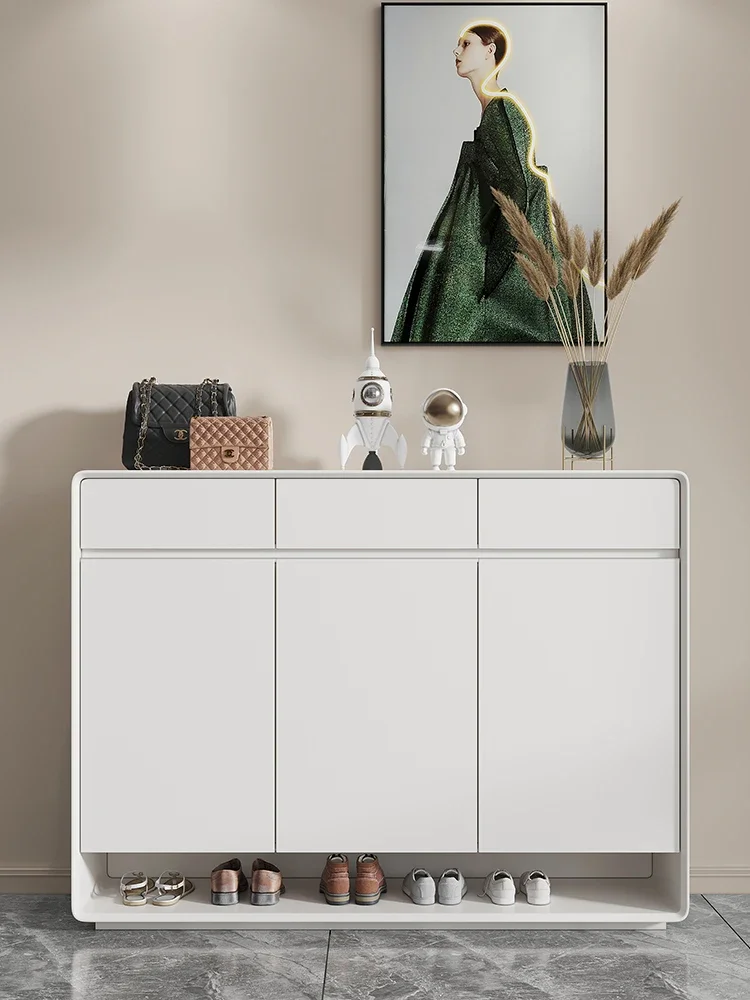 

Modern simple solid wood shoe cabinet home white living room sideboard large capacity doorway 2023 new entry entryway cabinet