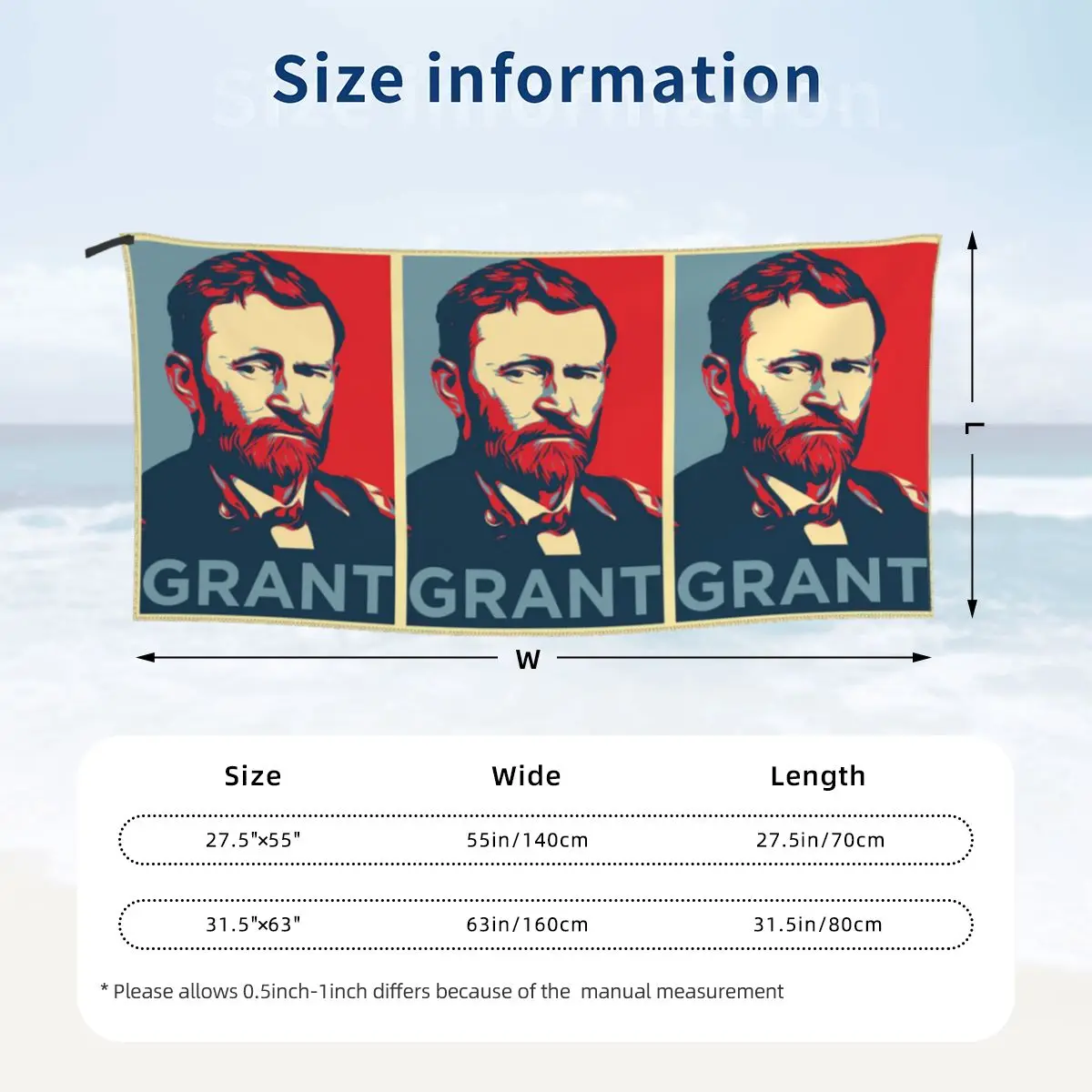 Ulysses S. Grant Beach Towel Soft Microfiber Quick Dry Absorbent Quick Towels For Mountain Climbing