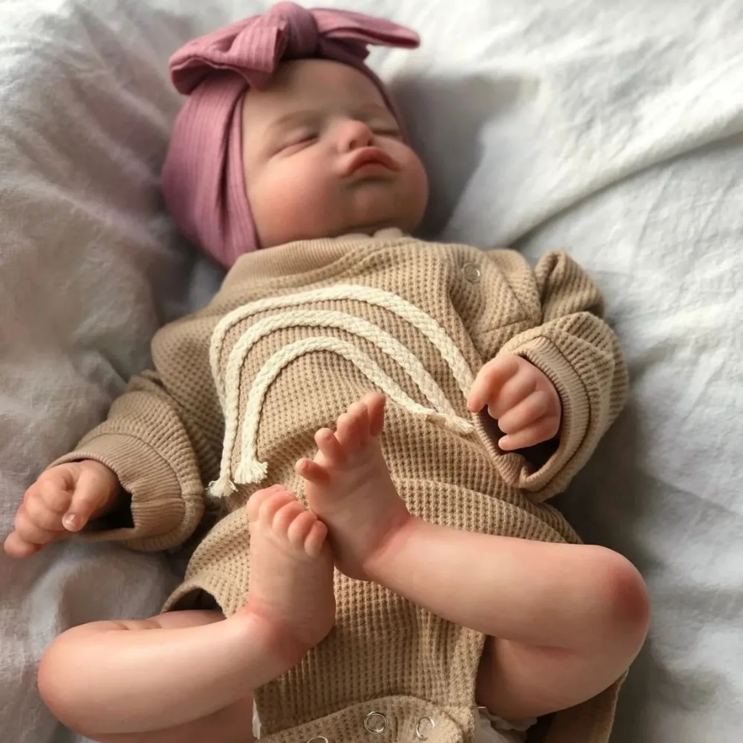 46 センチメートル塗装済みリボーン人形ロザリー新生児睡眠人形ソフト手描きの髪リアルな肌の色目に見える静脈