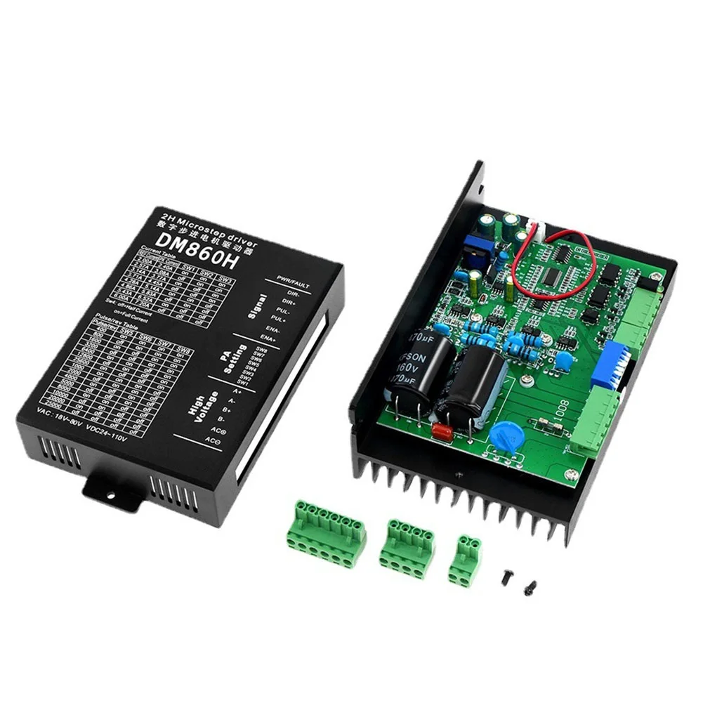DM860H Digital Stepper Motor Driver DC 24V-110V 2H Microstep-Controller With Fan Compatible For NEMA 23/34 Two/four-Phase Motor