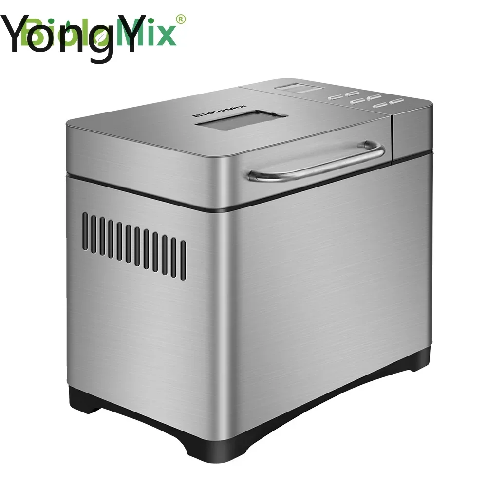 Biolomix Stainless Steel 1KG 19-in-1 Automatic Bread Maker 650W Programmable Bread Machine with 3 Loaf Sizes Fruit Nut Dispenser
