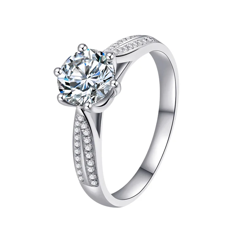 

18K gold moissanite women's ring one-carat diamond ring PT950 simple ring gift