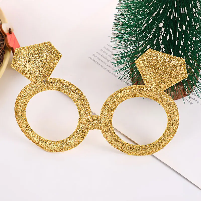 50 Stück 8,5 x 14 cm große, mit Glitzer und Gold verzierte Glas-Applikationen für DIY-Cartoon-Brillen, dekoratives Material für Partys und Versammlungen – Detail 2