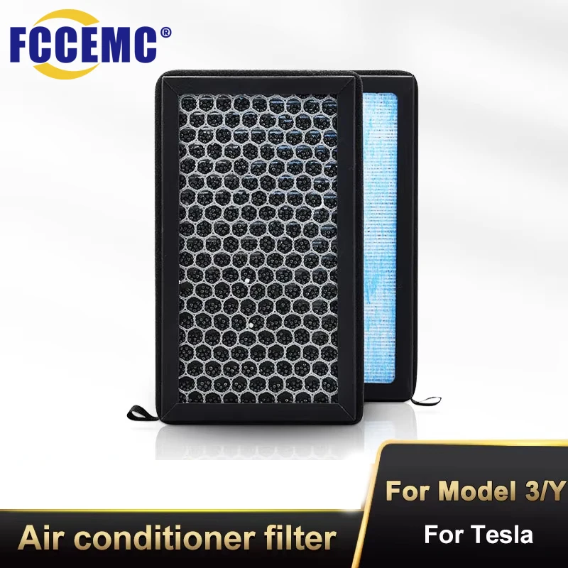2pcs Air Filter For Tesla Model 3 Model Y 2017-2025 HEPA Activated PM2.5 Cleaner Carbon Cabin Replacement Kit Car Accessories