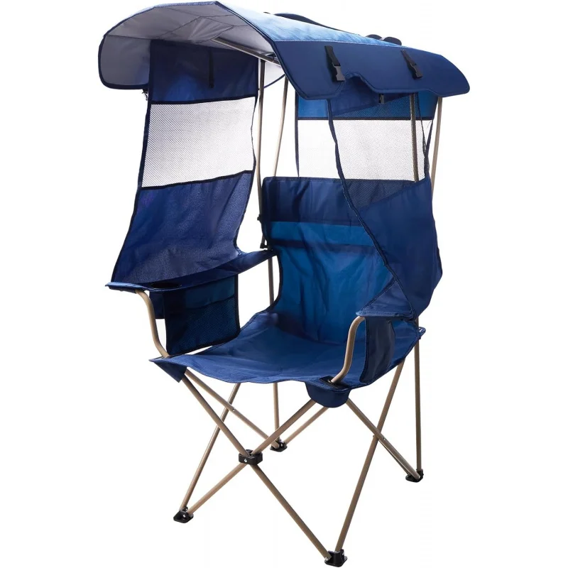 Camping Chair with Canopy Shade,Portable Folding Chair with UPF 50  Sun Shade,Cup Holder,Side Pocket,Soccer Chair Adults