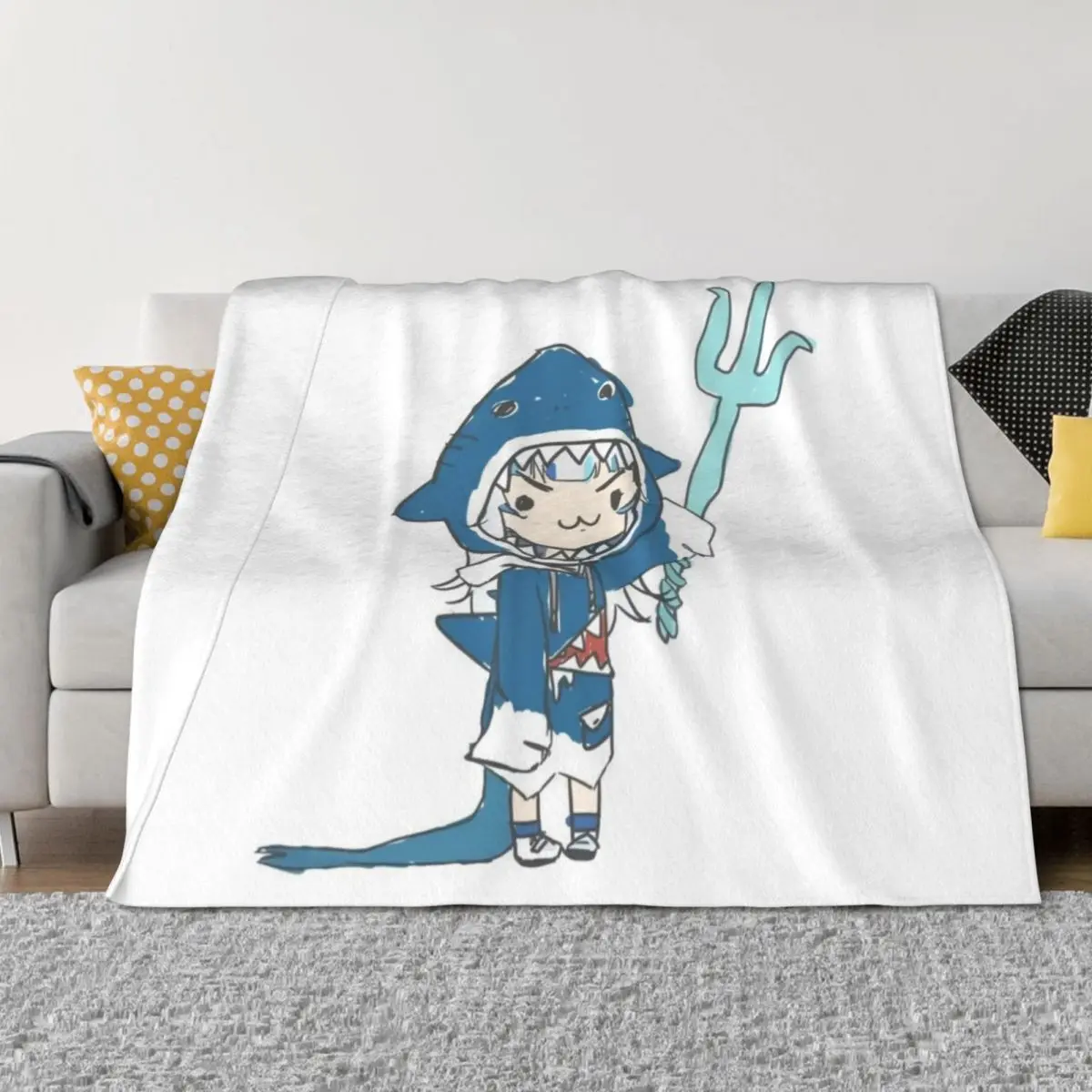 

Gawr Gura LOADING screen - Hololive #hololiveEnglish #holoMyth Throw Blanket Decorative Beds Single funny gift Camping Blankets
