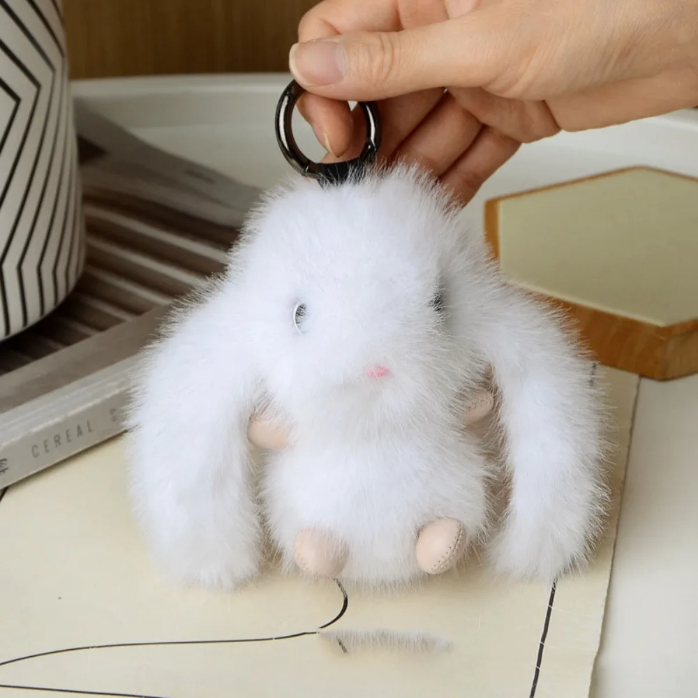 

Stuffed Animal Fluffy Rabbit Keychain Furry Doll Pompom Bunny Stuffed Keyring Bag Charm Plush Doll Plush Bunny Pendant