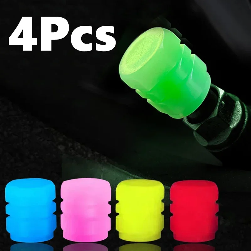 1/4Pcs Leucht Ventil Kappen Fluoreszierende Grün Blau Nacht Leuchtende Auto Moto Fahrrad Rad Styling Reifen Hub Universal kappe Dekor
