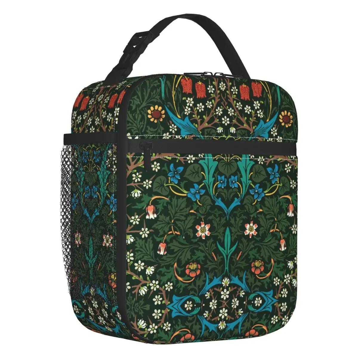 William Morris Vintage Art Flower Insulated Lunch Bag for Women Resuable Floral Textile Pattern Cooler Thermal Bento Box Beach