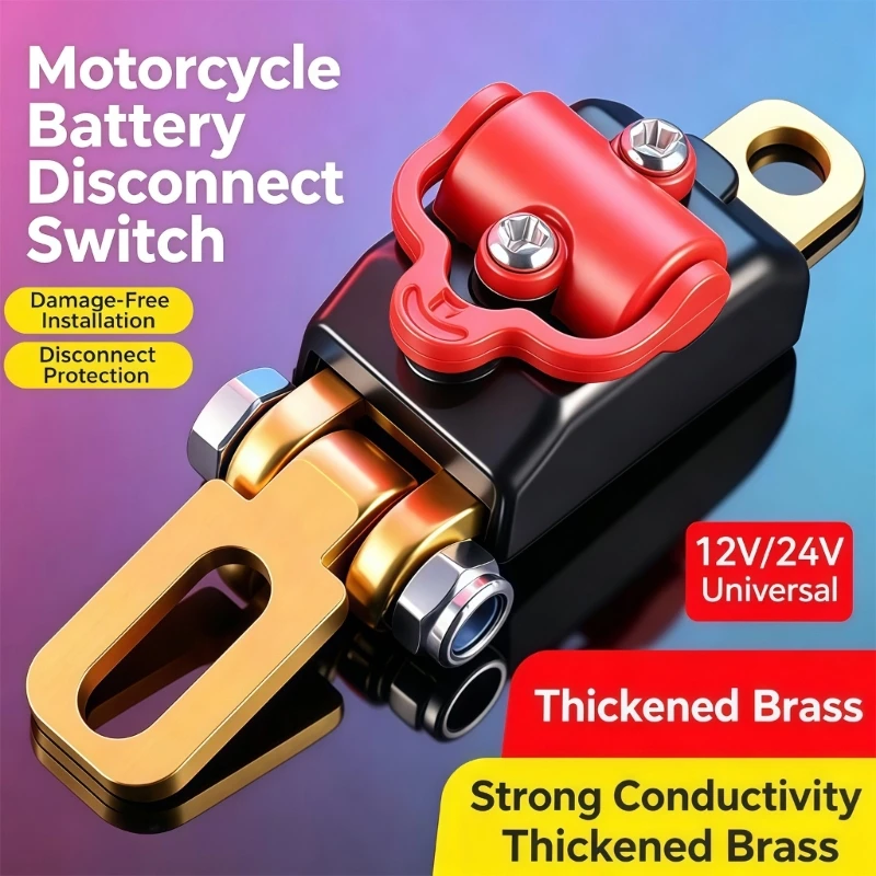 Motorcycle Battery Disconnect Switches Breaker with Copper Conductive Terminals and Plastic Housing for Parking Storage Maintena