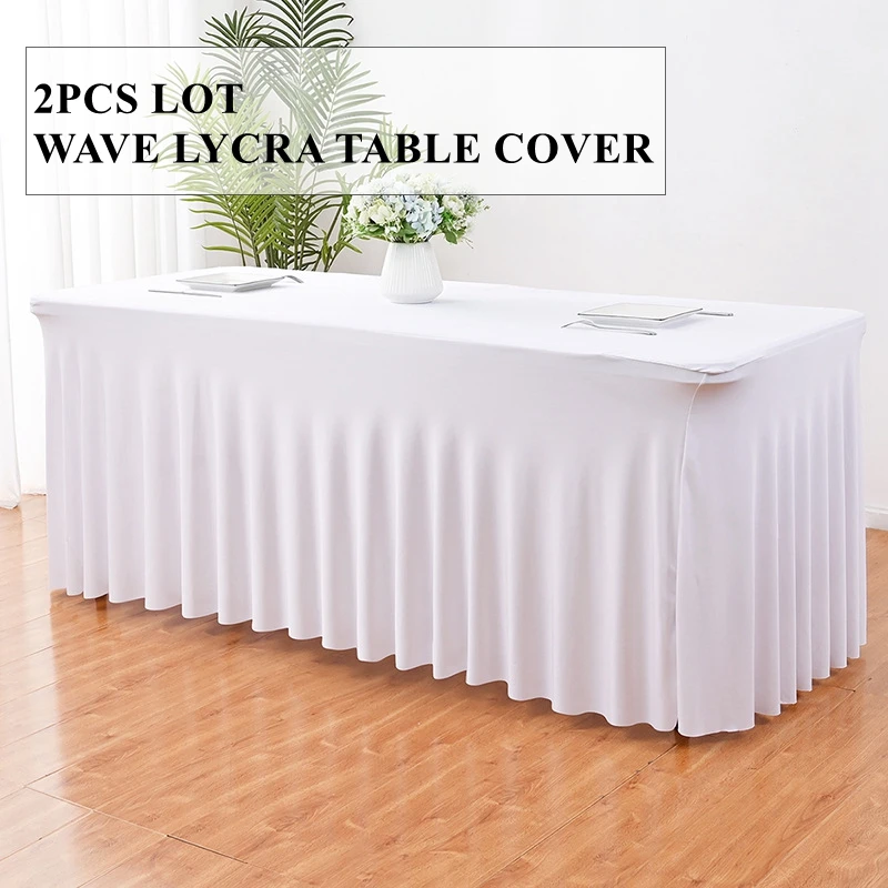 

2pcs Lot Wave Spandex Table Cover Banquet Tablecoth For Wedding Event Party Decoration