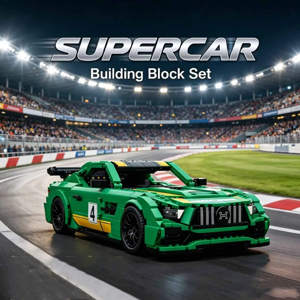 

MOC Technical Speed Super car AM-G GTR Model Building Blocks Green Sports Car Racer Vehicle Bricks Garage Toy Adult Gift