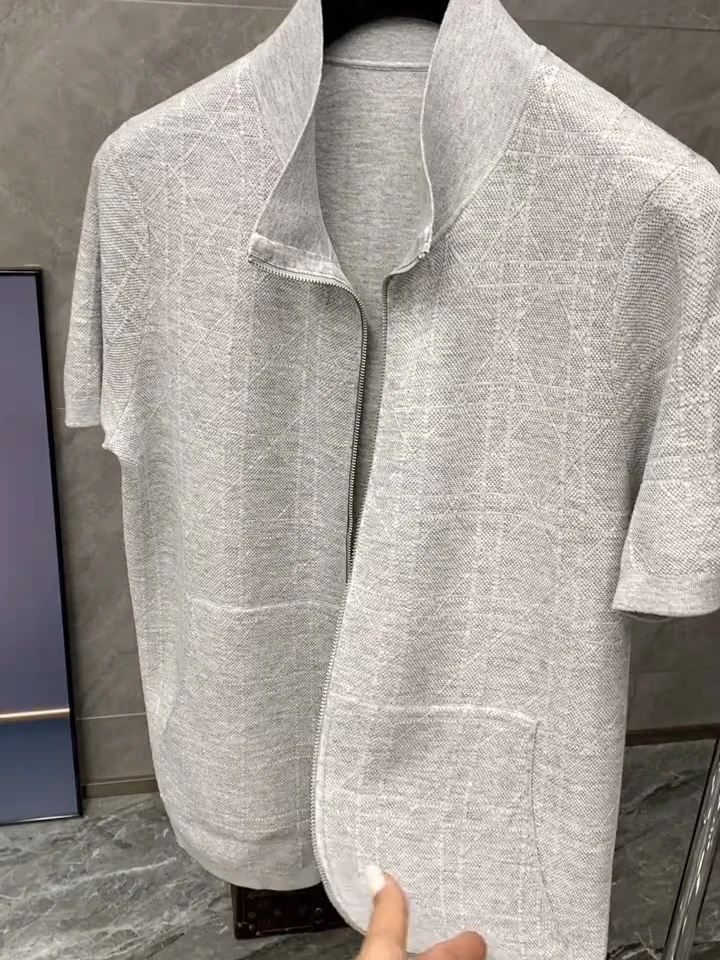 

Summer Men's New Classic Loose Casual Set Fashionable Versatile High-End Feeling Handsome Style Standard Fit Short Sleeve Zipper