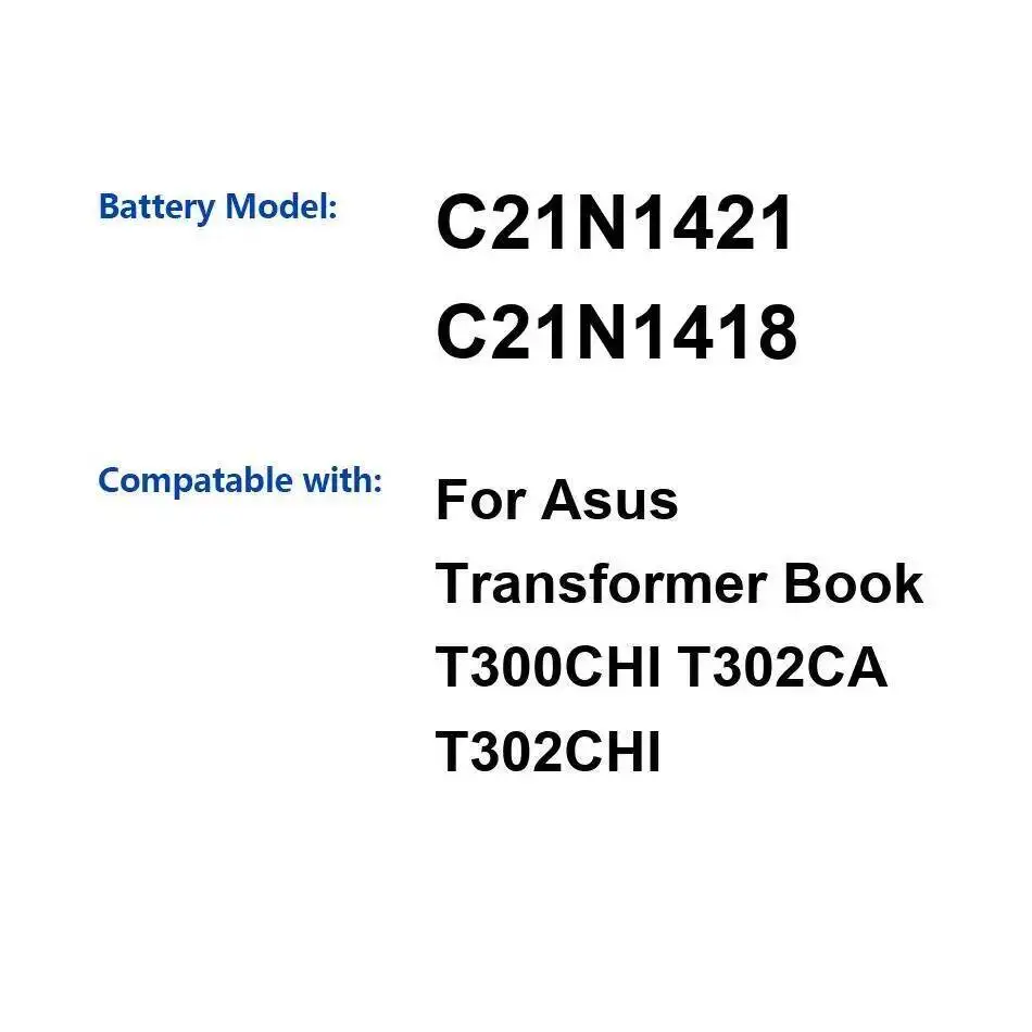 

Аккумулятор для ноутбука высокой емкости 5000 мАч для Asus Transformer Book T300CHI T302CA T302CHI C21N1421 C21N1418