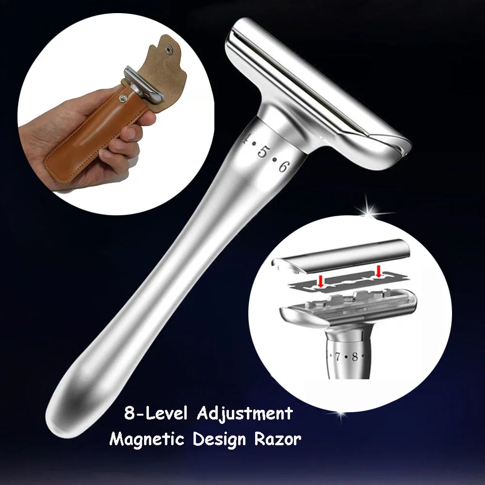 Adjustable Safety Razor Classic Men Shaver Barber Razor Aggressive 1-8 File Hair Removal  Double Edge Shaving Blades Shaving