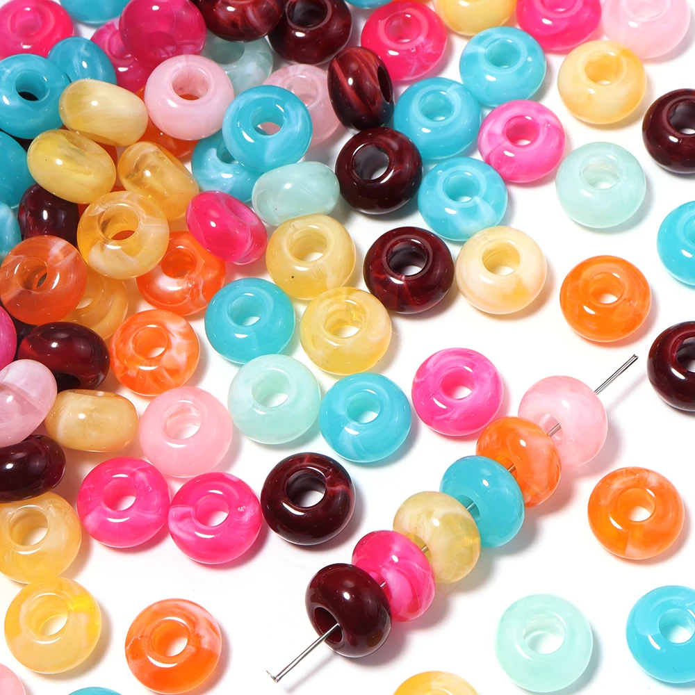 50 Stück 14 mm große Acrylperlen mit Loch, zweifarbig, runde lose Abstandsperlen für die Schmuckherstellung, DIY-Armband, Halskette, Zubehör – Detail 2